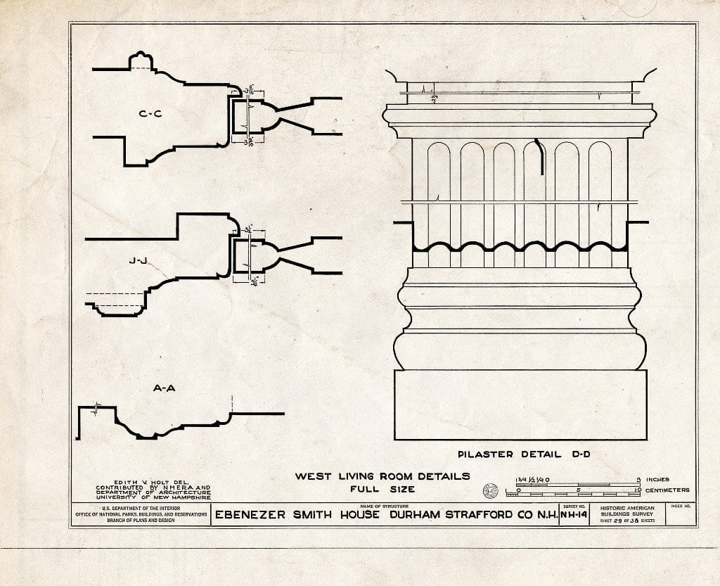 Historic Pictoric : Blueprint HABS NH,9-DUR,4- (Sheet 29 of 38) - Ebenezer Smith House, 20 Main Street, Durham, Strafford County, NH