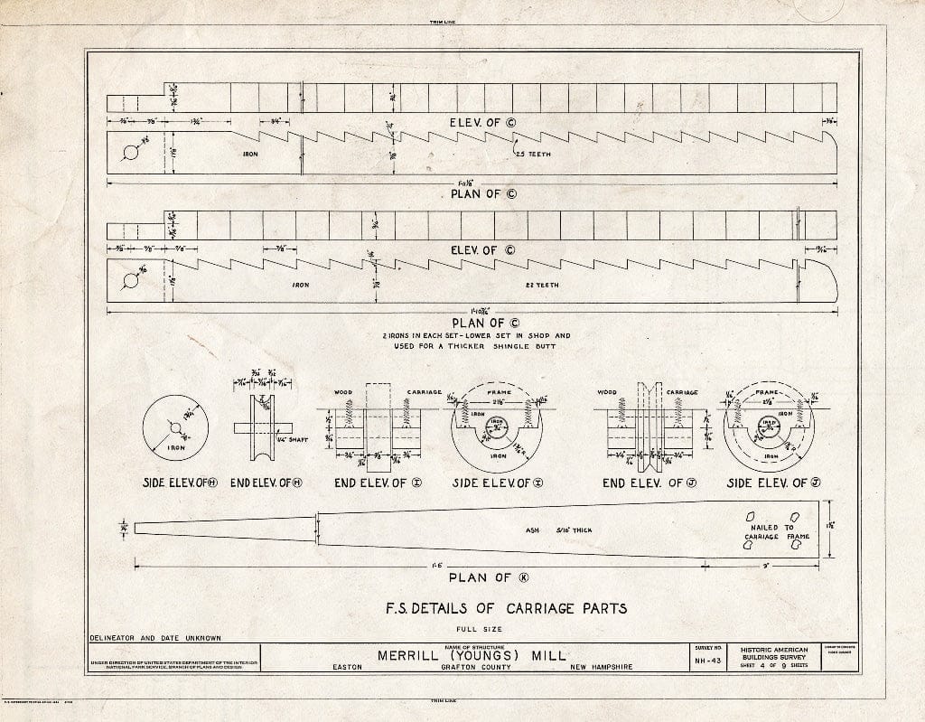 Historic Pictoric : Blueprint HABS NH,5-EASTO,1- (Sheet 4 of 9) - Merrill (Youngs) Mill, Easton, Grafton County, NH