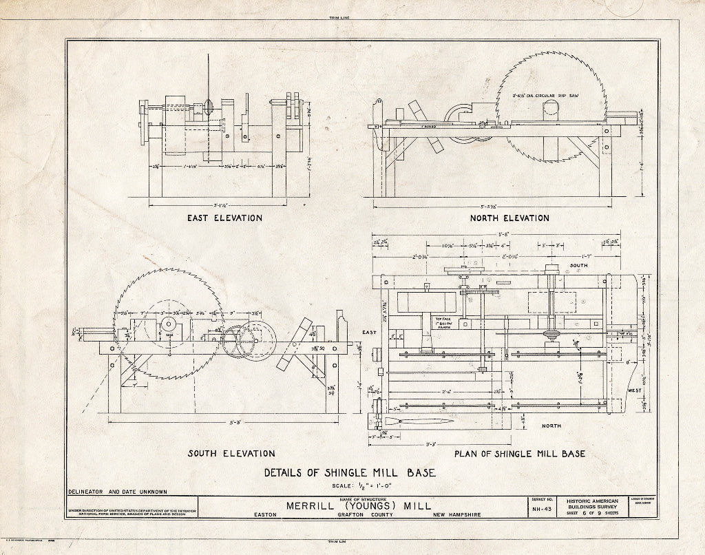 Historic Pictoric : Blueprint HABS NH,5-EASTO,1- (Sheet 6 of 9) - Merrill (Youngs) Mill, Easton, Grafton County, NH