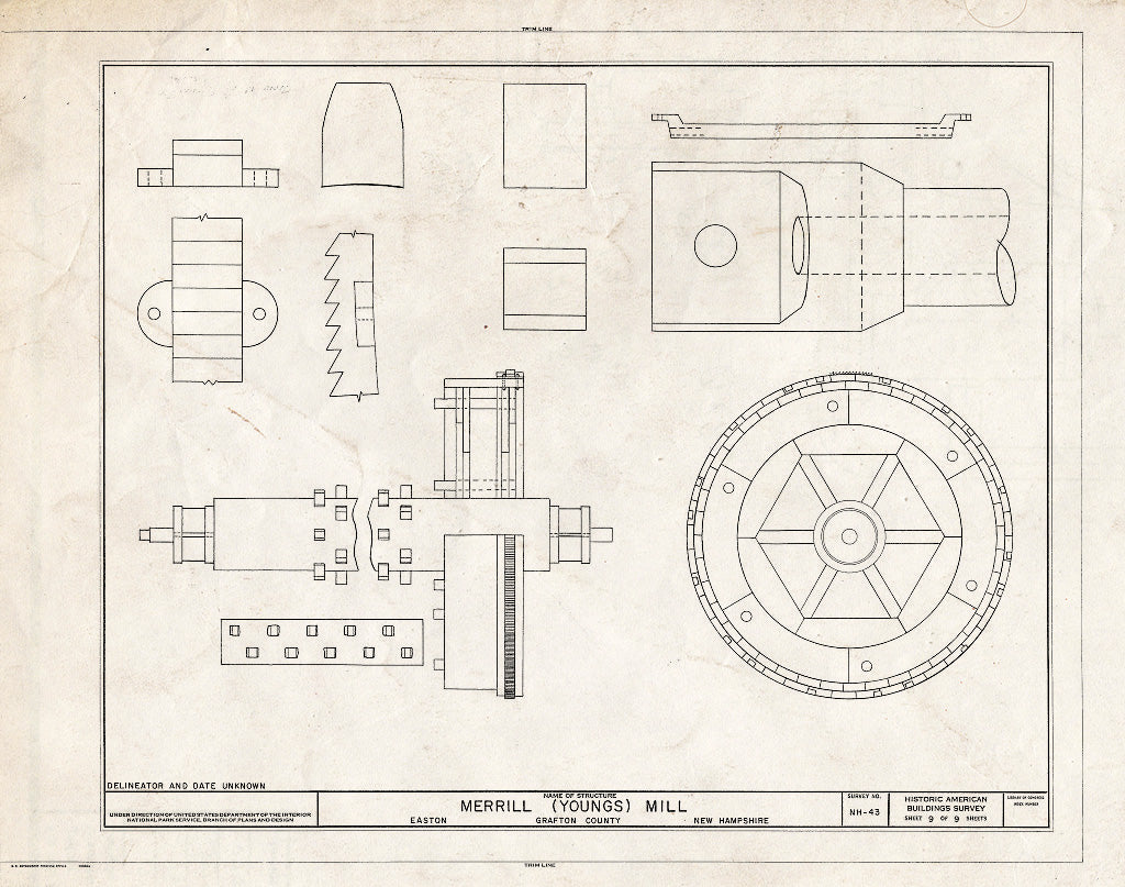 Historic Pictoric : Blueprint HABS NH,5-EASTO,1- (Sheet 9 of 9) - Merrill (Youngs) Mill, Easton, Grafton County, NH