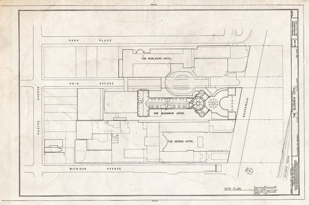 Historic Pictoric : Blueprint HABS NJ,1-ATCI,3- (Sheet 2 of 14) - Blenheim Hotel, Ohio Avenue & Boardwalk, Atlantic City, Atlantic County, NJ