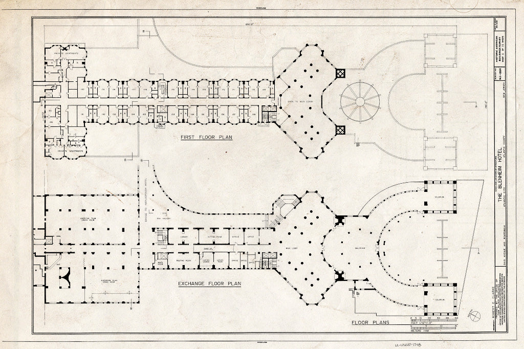Historic Pictoric : Blueprint HABS NJ,1-ATCI,3- (Sheet 4 of 14) - Blenheim Hotel, Ohio Avenue & Boardwalk, Atlantic City, Atlantic County, NJ