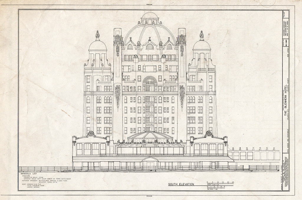 Historic Pictoric : Blueprint HABS NJ,1-ATCI,3- (Sheet 7 of 14) - Blenheim Hotel, Ohio Avenue & Boardwalk, Atlantic City, Atlantic County, NJ