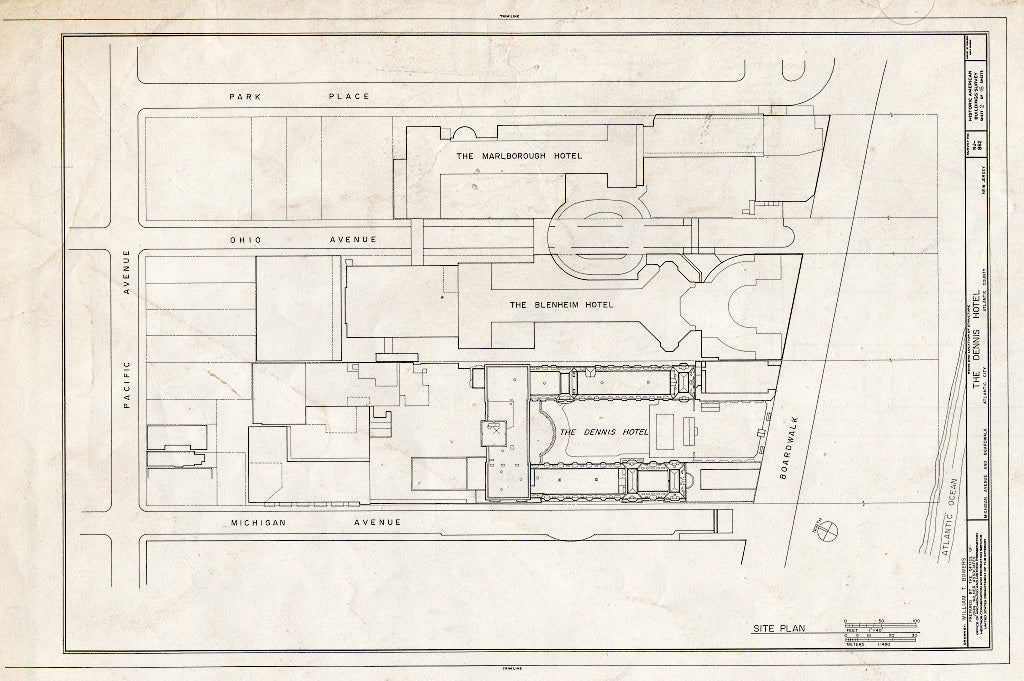 Historic Pictoric : Blueprint HABS NJ,1-ATCI,6- (Sheet 2 of 16) - Dennis Hotel, Michigan Avenue & Boardwalk, Atlantic City, Atlantic County, NJ