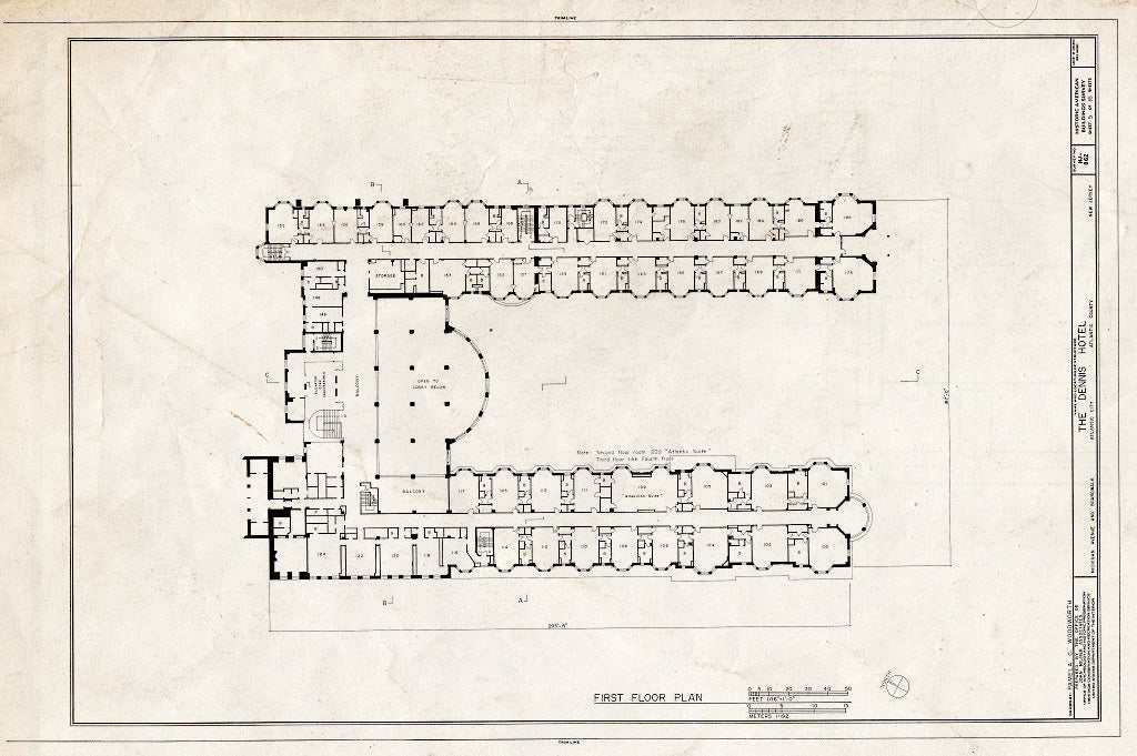 Historic Pictoric : Blueprint HABS NJ,1-ATCI,6- (Sheet 5 of 16) - Dennis Hotel, Michigan Avenue & Boardwalk, Atlantic City, Atlantic County, NJ