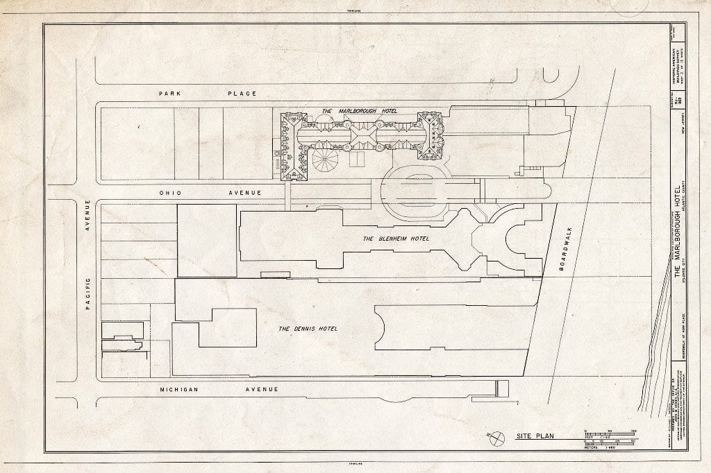 Historic Pictoric : Blueprint HABS NJ,1-ATCI,8- (Sheet 2 of 13) - Marlborough Hotel, Boardwalk at Park Place, Atlantic City, Atlantic County, NJ