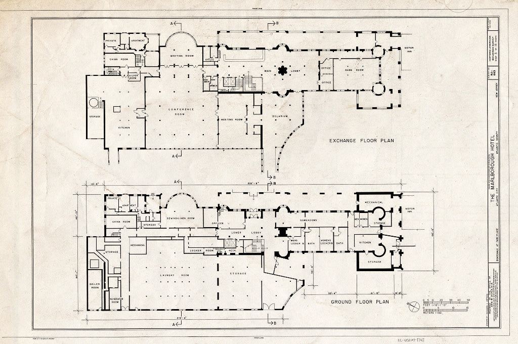 Historic Pictoric : Blueprint HABS NJ,1-ATCI,8- (Sheet 3 of 13) - Marlborough Hotel, Boardwalk at Park Place, Atlantic City, Atlantic County, NJ