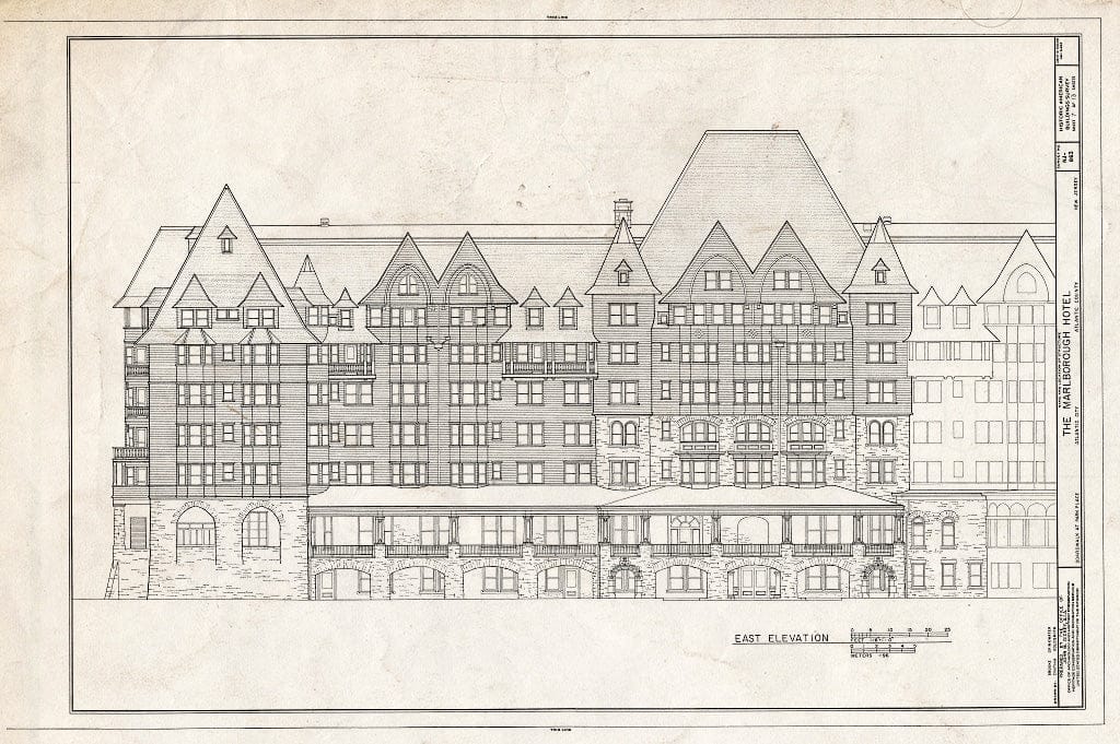 Historic Pictoric : Blueprint HABS NJ,1-ATCI,8- (Sheet 7 of 13) - Marlborough Hotel, Boardwalk at Park Place, Atlantic City, Atlantic County, NJ