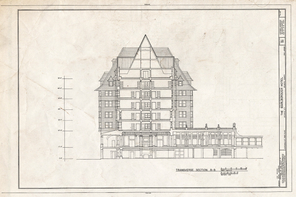 Historic Pictoric : Blueprint HABS NJ,1-ATCI,8- (Sheet 13 of 13) - Marlborough Hotel, Boardwalk at Park Place, Atlantic City, Atlantic County, NJ