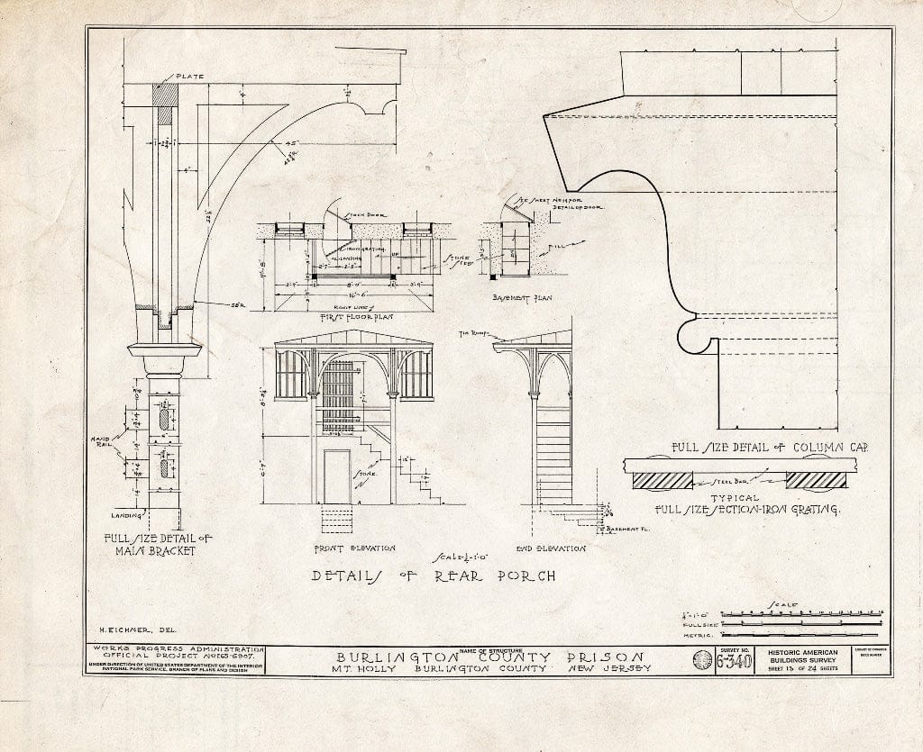 Historic Pictoric : Blueprint HABS NJ,3-MOUHO,8- (Sheet 13 of 24) - Burlington County Prison, 128 High Street, Mount Holly, Burlington County, NJ