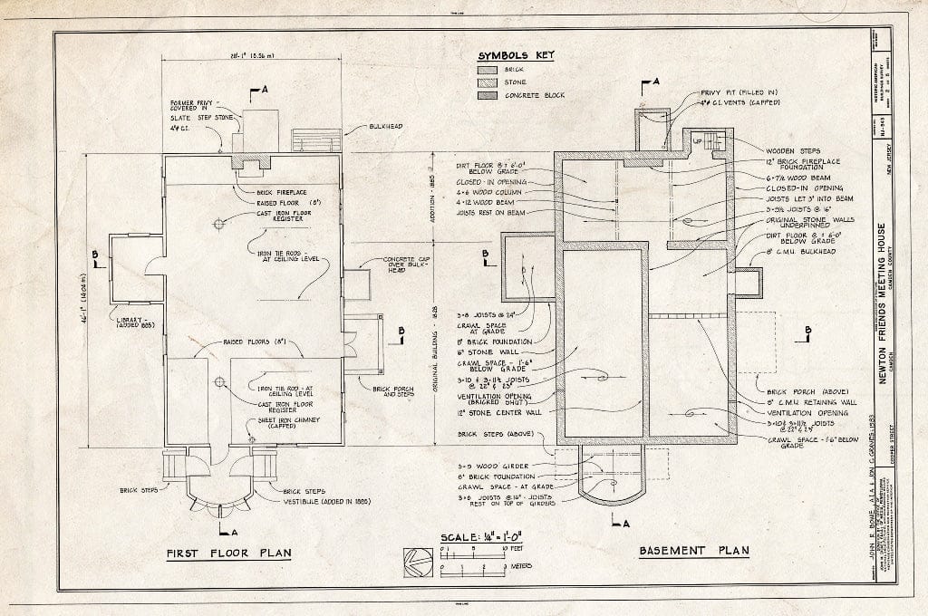 Historic Pictoric : Blueprint HABS NJ,4-CAM,12- (Sheet 2 of 5) - Newton Friend's Meeting House, Cooper Street, Camden, Camden County, NJ