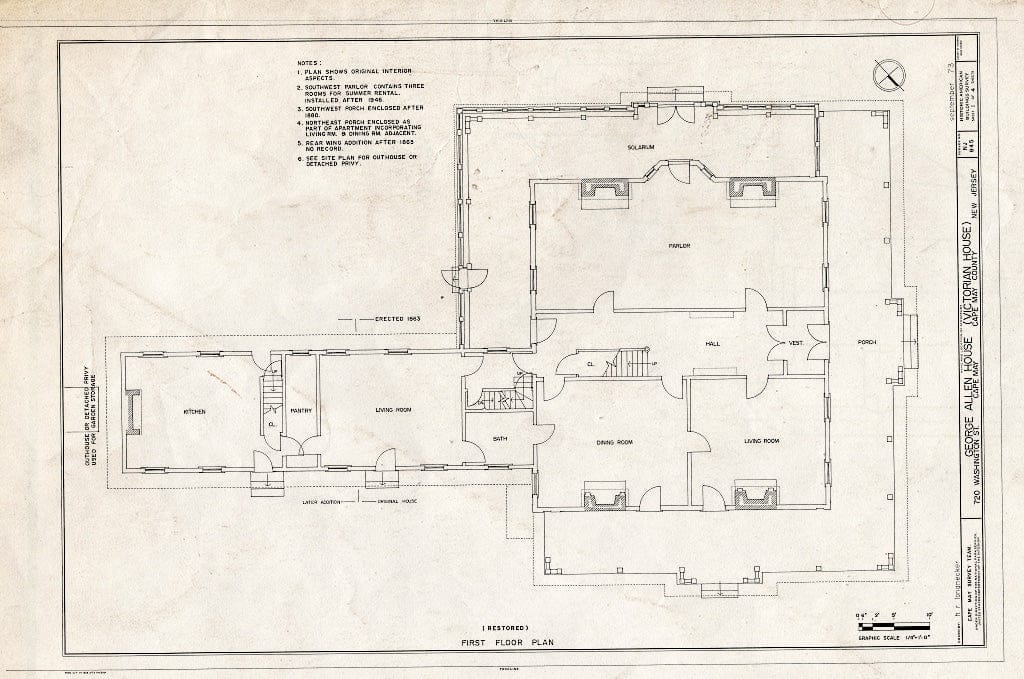 Historic Pictoric : Blueprint HABS NJ,5-CAPMA,66- (Sheet 1 of 4) - George Allen House, 720 Washington Street, Cape May, Cape May County, NJ