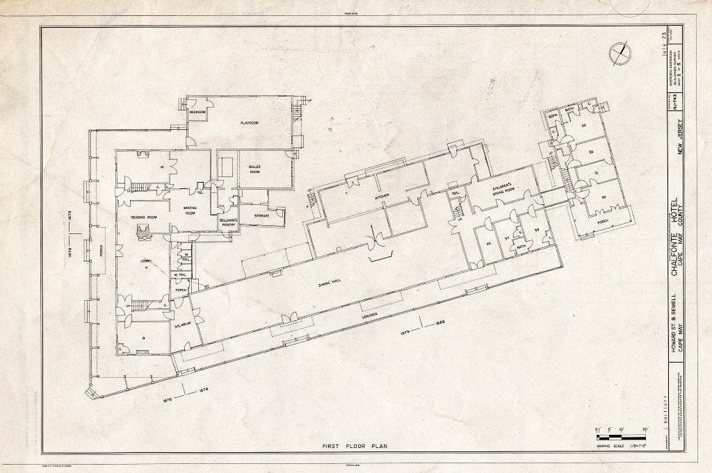 Historic Pictoric : Blueprint HABS NJ,5-CAPMA,36- (Sheet 2 of 5) - Chalfonte Hotel, Howard Street & Sewell Avenue, Cape May, Cape May County, NJ
