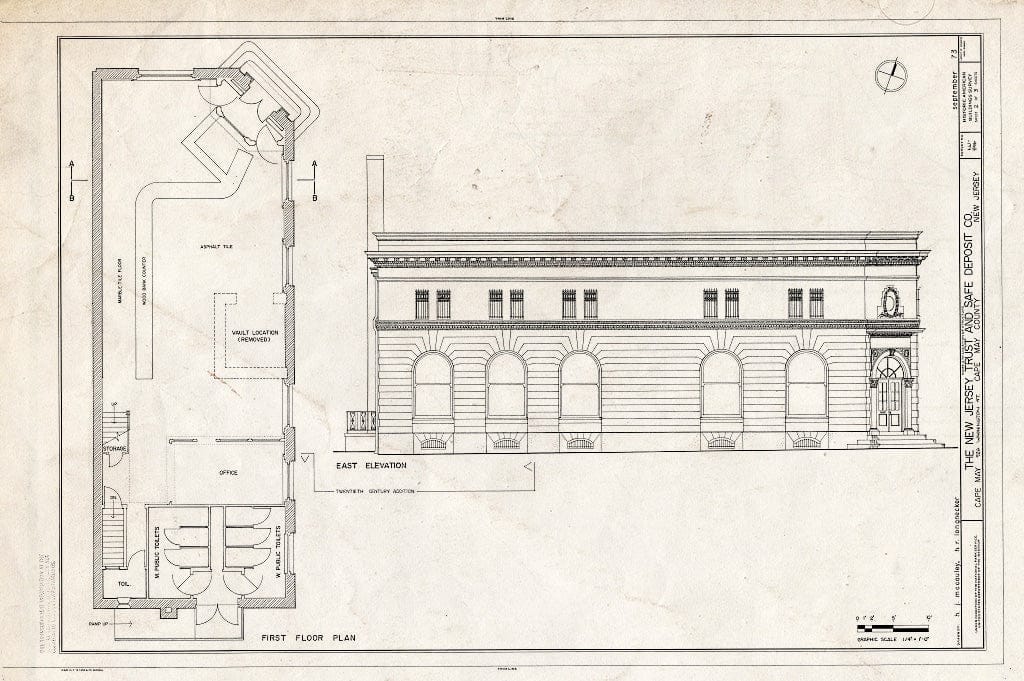 Historic Pictoric : Blueprint HABS NJ,5-CAPMA,65- (Sheet 2 of 3) - New Jersey Trust & Safe Deposit Company, 526 Washington Street, Cape May, Cape May County, NJ
