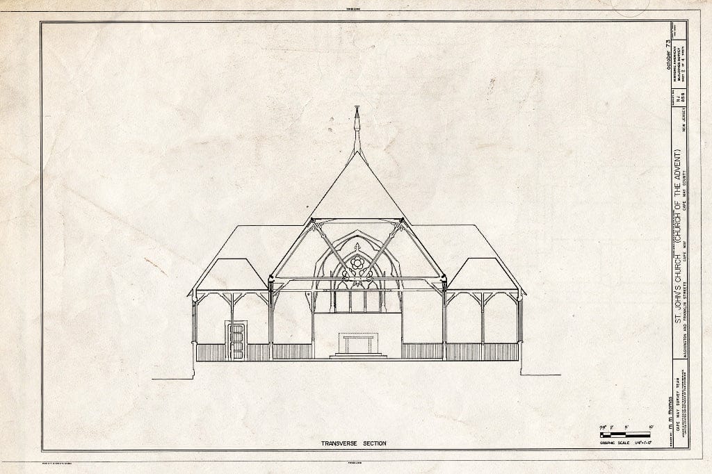 Historic Pictoric : Blueprint HABS NJ,5-CAPMA,64- (Sheet 2 of 4) - St. John's Church, Washington & Franklin Streets, Cape May, Cape May County, NJ