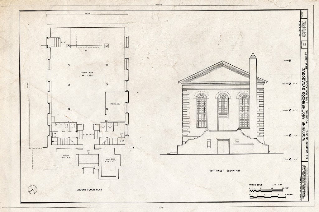Historic Pictoric : Blueprint HABS NJ,5-WOBI,1- (Sheet 4 of 4) - Woodbine Brotherhood Synagogue, 612 Washington Avenue, Woodbine, Cape May County, NJ