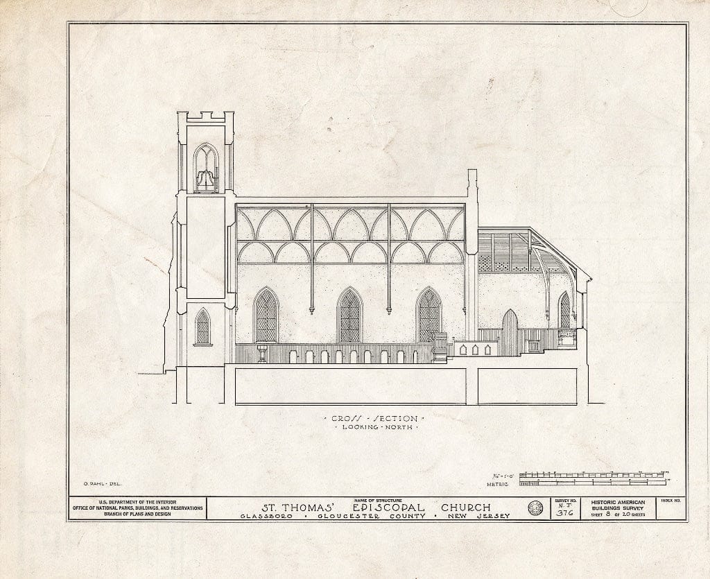 Historic Pictoric : Blueprint HABS NJ,8-GLASB,1- (Sheet 8 of 20) - St. Thomas' Episcopal Church, Main & Focer Streets, Glassboro, Gloucester County, NJ