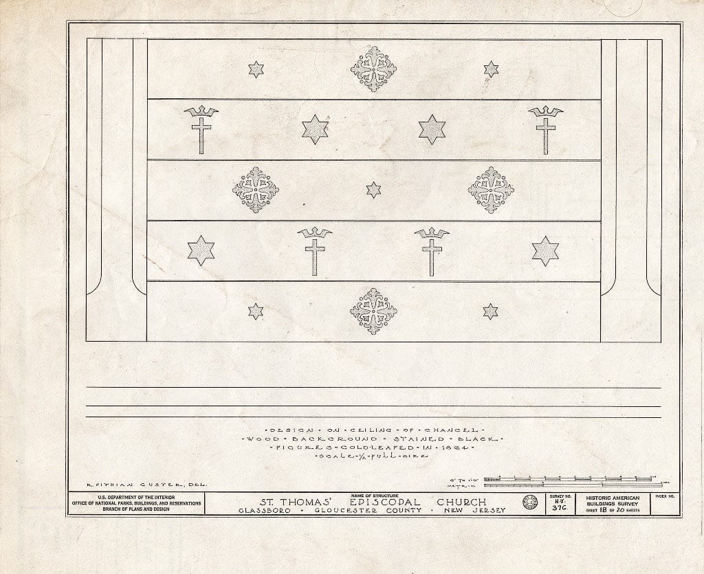 Historic Pictoric : Blueprint HABS NJ,8-GLASB,1- (Sheet 18 of 20) - St. Thomas' Episcopal Church, Main & Focer Streets, Glassboro, Gloucester County, NJ