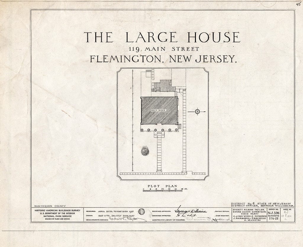 Historic Pictoric : Blueprint HABS NJ,10-Flem,1- (Sheet 0 of 22) - Reading-Large House, 119 Main Street, Flemington, Hunterdon County, NJ