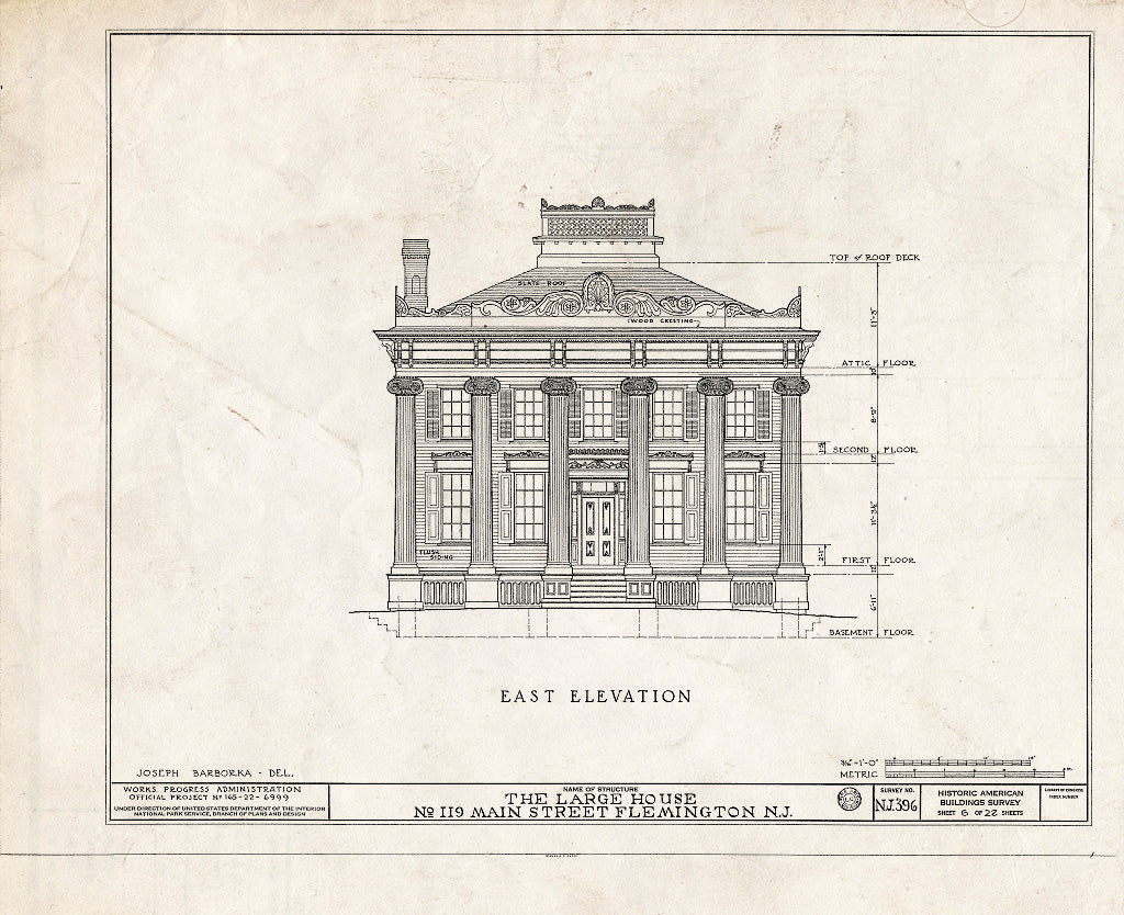 Historic Pictoric : Blueprint HABS NJ,10-Flem,1- (Sheet 6 of 22) - Reading-Large House, 119 Main Street, Flemington, Hunterdon County, NJ