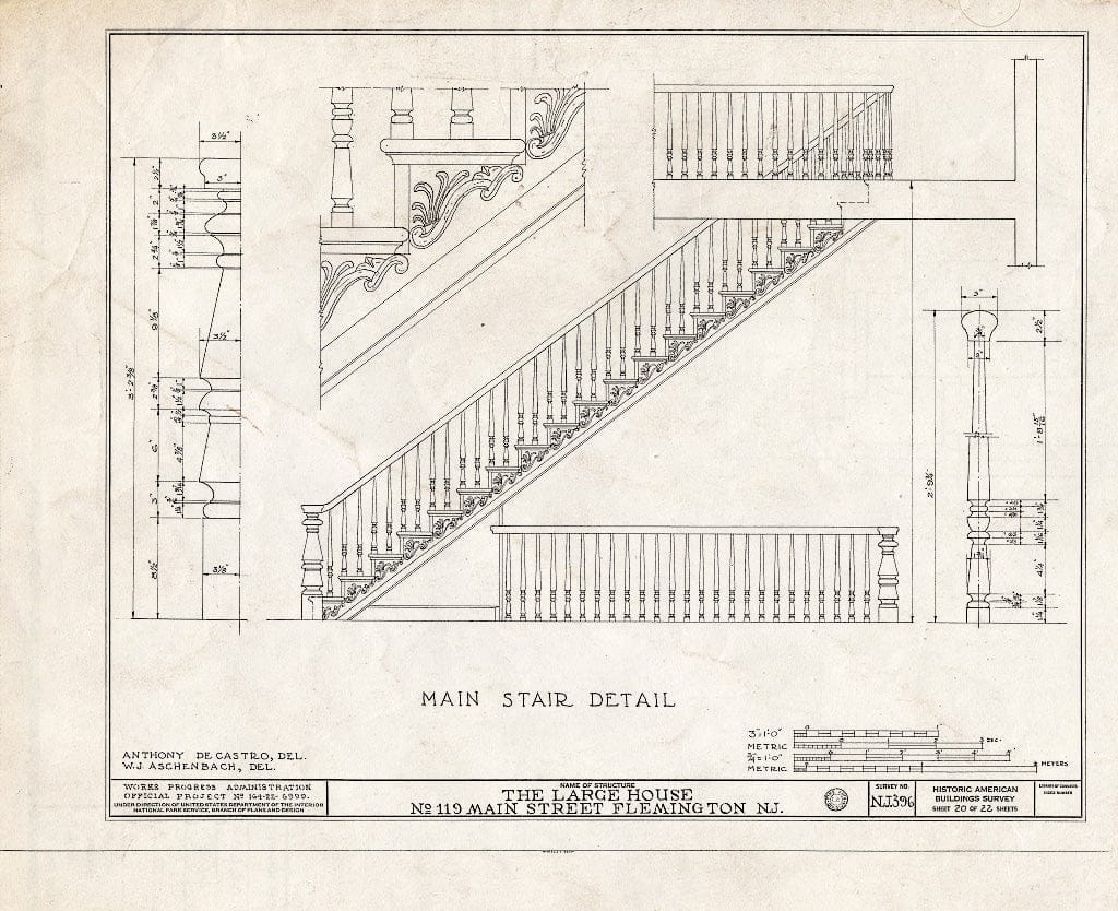 Historic Pictoric : Blueprint HABS NJ,10-Flem,1- (Sheet 20 of 22) - Reading-Large House, 119 Main Street, Flemington, Hunterdon County, NJ