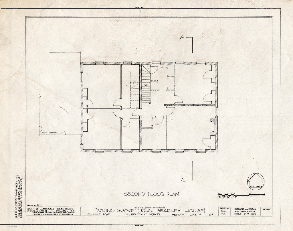 Historic Pictoric : Blueprint HABS NJ,11-LAWR.V,2- (Sheet 3 of 8) - Spring Grove, Lewisville Road & Princeton Pike, Lawrenceville, Mercer County, NJ