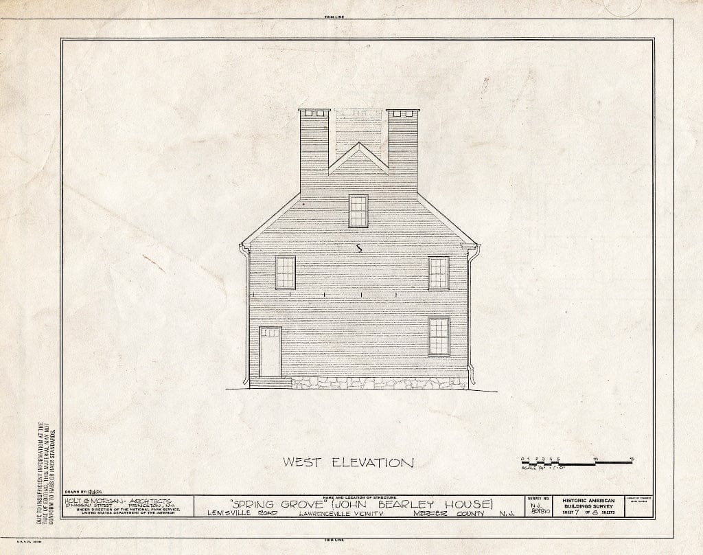 Historic Pictoric : Blueprint HABS NJ,11-LAWR.V,2- (Sheet 7 of 8) - Spring Grove, Lewisville Road & Princeton Pike, Lawrenceville, Mercer County, NJ