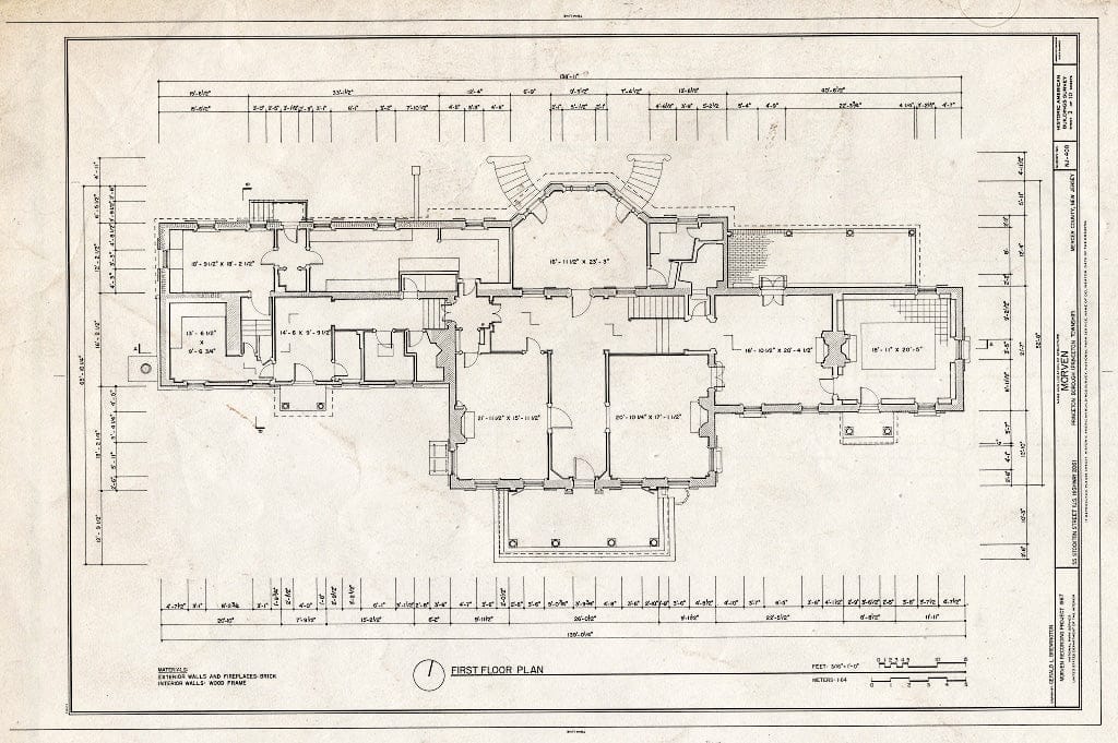 Historic Pictoric : Blueprint HABS NJ,11-Print,7- (Sheet 3 of 10) - Morven, 55 Stockton Street (U.S. Highway 206), Princeton, Mercer County, NJ