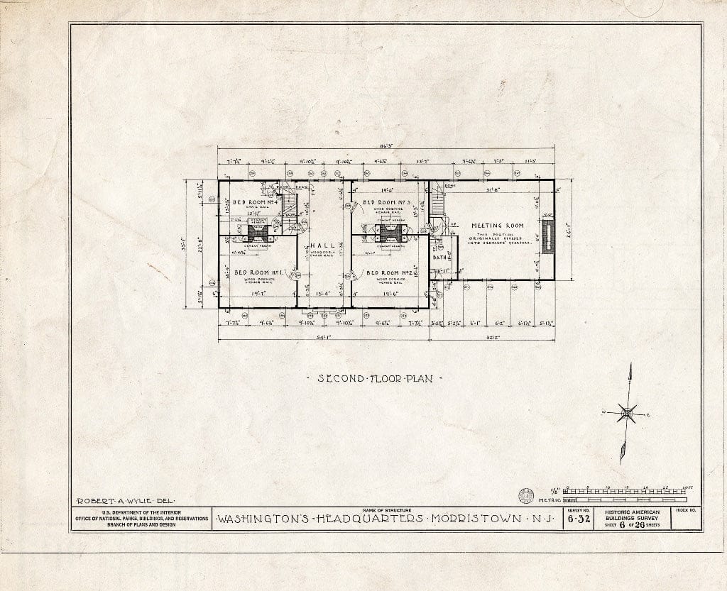 Historic Pictoric : Blueprint HABS NJ,14-MORTO,2- (Sheet 6 of 27) - Colonel Jacob Ford Jr. House, 230 Morris Street, Morristown, Morris County, NJ