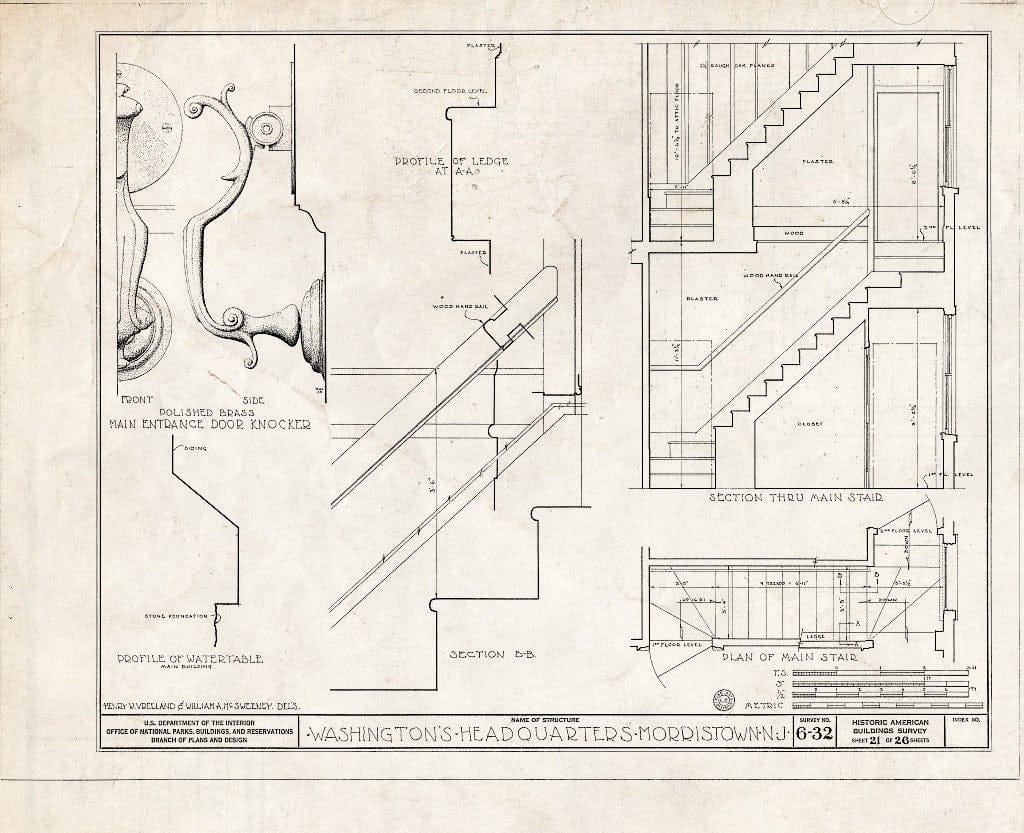 Historic Pictoric : Blueprint HABS NJ,14-MORTO,2- (Sheet 21 of 27) - Colonel Jacob Ford Jr. House, 230 Morris Street, Morristown, Morris County, NJ