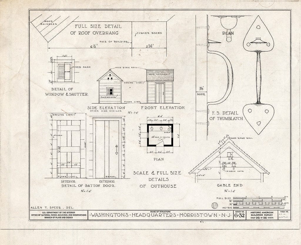 Historic Pictoric : Blueprint HABS NJ,14-MORTO,2- (Sheet 26 of 27) - Colonel Jacob Ford Jr. House, 230 Morris Street, Morristown, Morris County, NJ