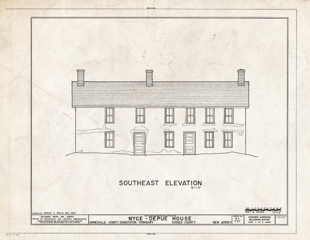 Historic Pictoric : Blueprint HABS NJ,19-HAIN.V,1- (Sheet 4 of 9) - Nyce-Depue Farm, Old Mine Road, Hainesville, Sussex County, NJ