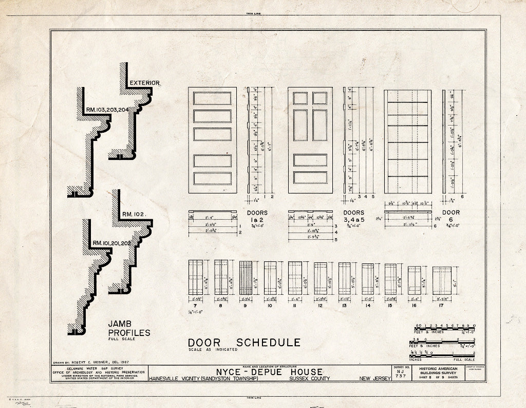 Historic Pictoric : Blueprint HABS NJ,19-HAIN.V,1- (Sheet 8 of 9) - Nyce-Depue Farm, Old Mine Road, Hainesville, Sussex County, NJ