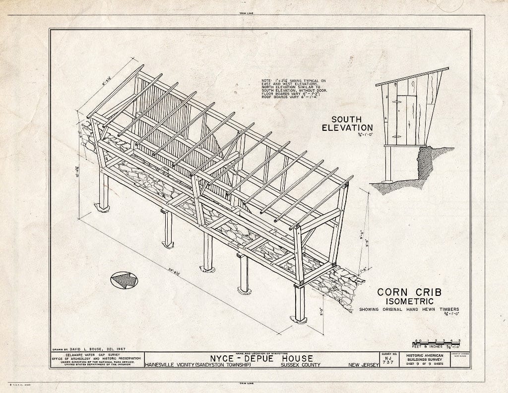 Historic Pictoric : Blueprint HABS NJ,19-HAIN.V,1- (Sheet 9 of 9) - Nyce-Depue Farm, Old Mine Road, Hainesville, Sussex County, NJ