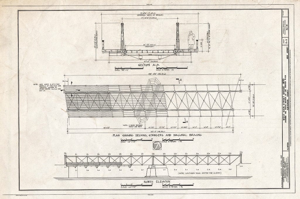 Historic Pictoric : Blueprint HAER NJ,10-CLIN,1- (Sheet 2 of 3) - West Main Street Bridge, Spanning South Branch of Raritan River, Clinton, Hunterdon County, NJ