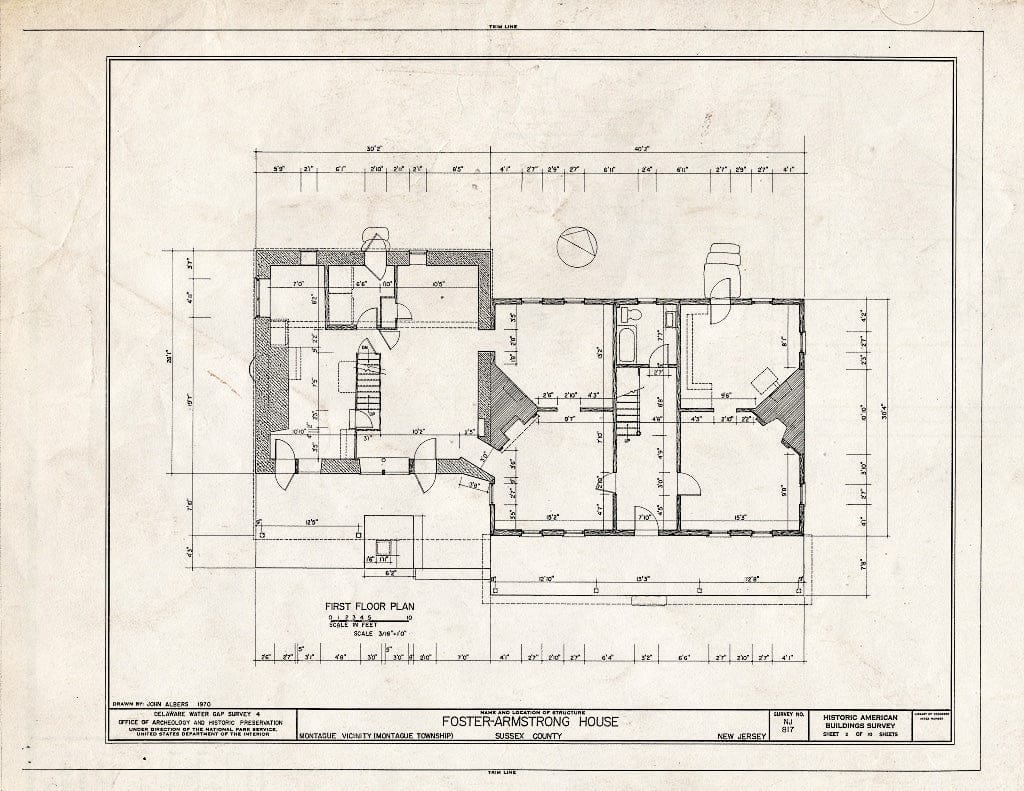 Historic Pictoric : Blueprint HABS NJ,19-MOGU.V,2- (Sheet 2 of 10) - Foster-Armstrong Farm, Old Mine Road, Montague, Sussex County, NJ
