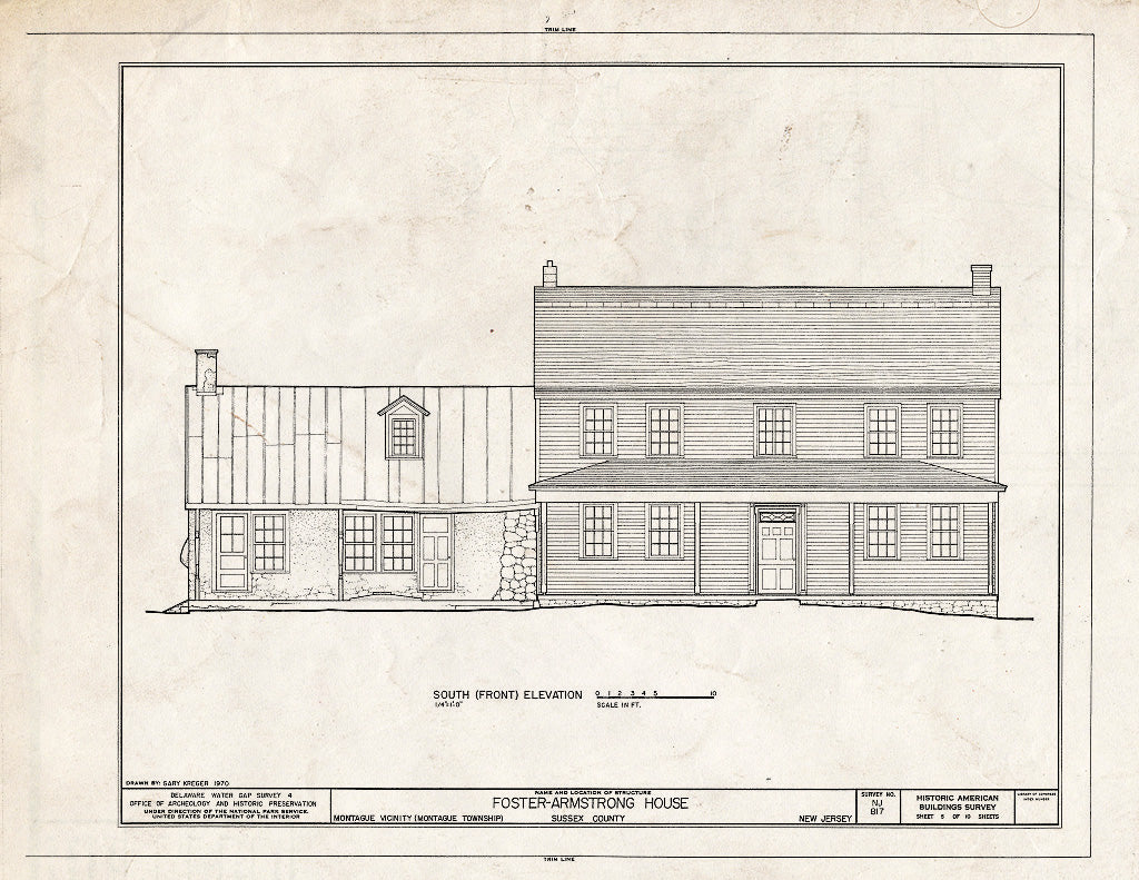 Historic Pictoric : Blueprint HABS NJ,19-MOGU.V,2- (Sheet 5 of 10) - Foster-Armstrong Farm, Old Mine Road, Montague, Sussex County, NJ