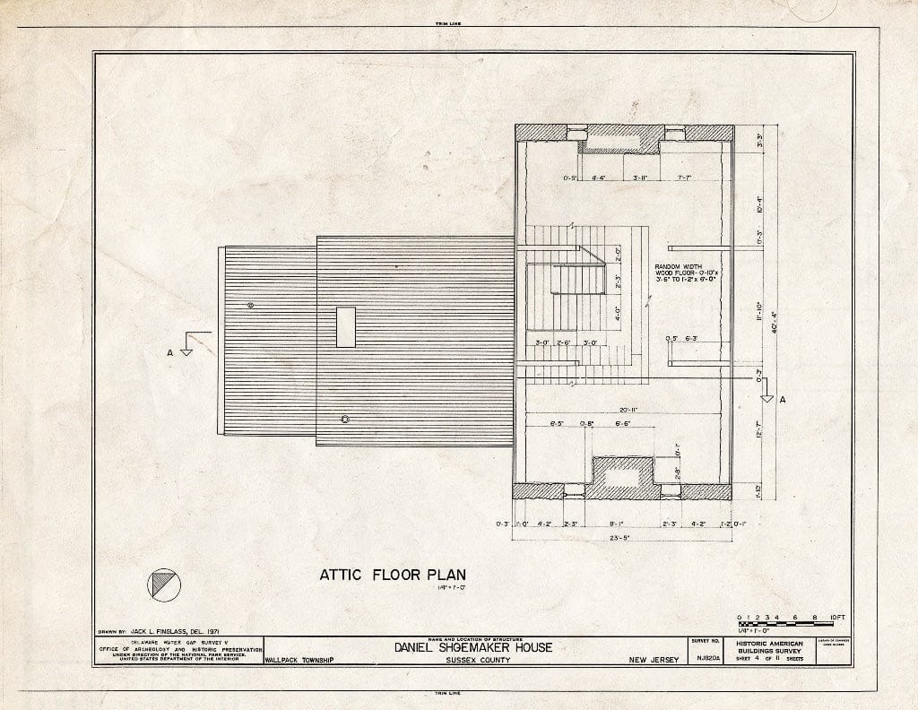 Historic Pictoric : Blueprint HABS NJ,19-WALPAC.V,1-A- (Sheet 4 of 11) - Daniel Shoemaker Farm, House, Wallpack Center, Sussex County, NJ