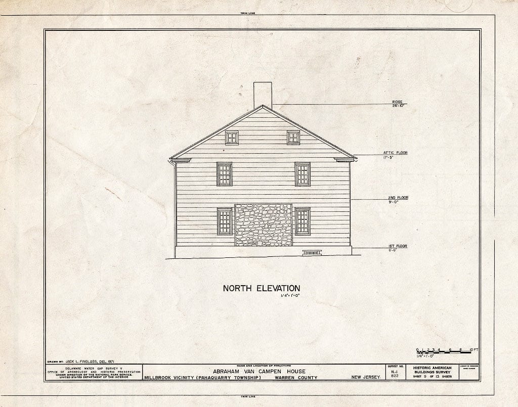 Historic Pictoric : Blueprint HABS NJ,21-MILBRO.V,4- (Sheet 9 of 13) - Abraham Van Campen House, Old Mine Road, Millbrook, Warren County, NJ