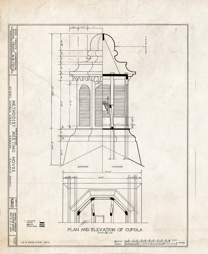 Historic Pictoric : Blueprint HABS NJ,1-ABSEC,1- (Sheet 15 of 17) - Methodist Meetinghouse, 50 West Church Street, Absecon, Atlantic County, NJ