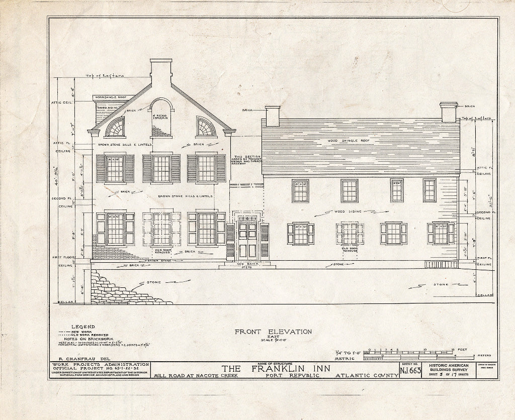 Historic Pictoric : Blueprint HABS NJ,1-POREP,2- (Sheet 5 of 17) - Franklin Inn & Store, Mill Road, Port Republic, Atlantic County, NJ