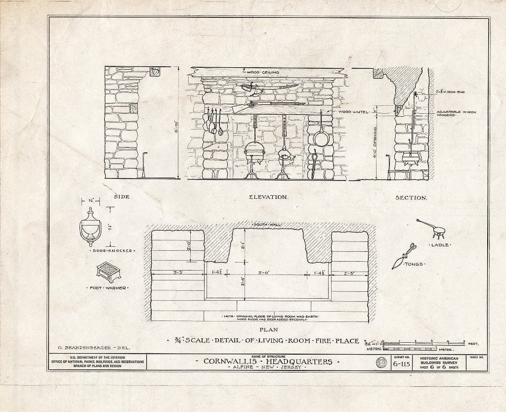 Historic Pictoric : Blueprint HABS NJ,2-ALP,1- (Sheet 6 of 6) - Cornwallis Headquarters, Palisade Interstate Park, Alpine, Bergen County, NJ