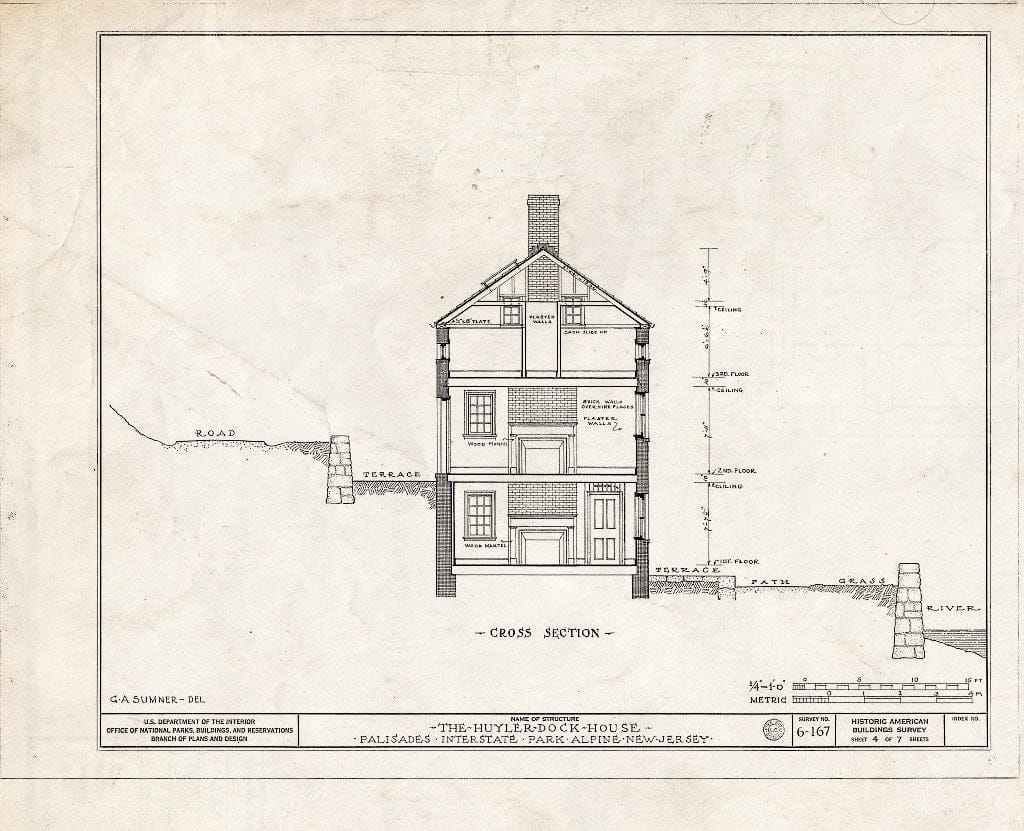 Historic Pictoric : Blueprint HABS NJ,2-ALP,2- (Sheet 4 of 7) - Huyler Dock House, Palisades Interstate Park, Alpine, Bergen County, NJ
