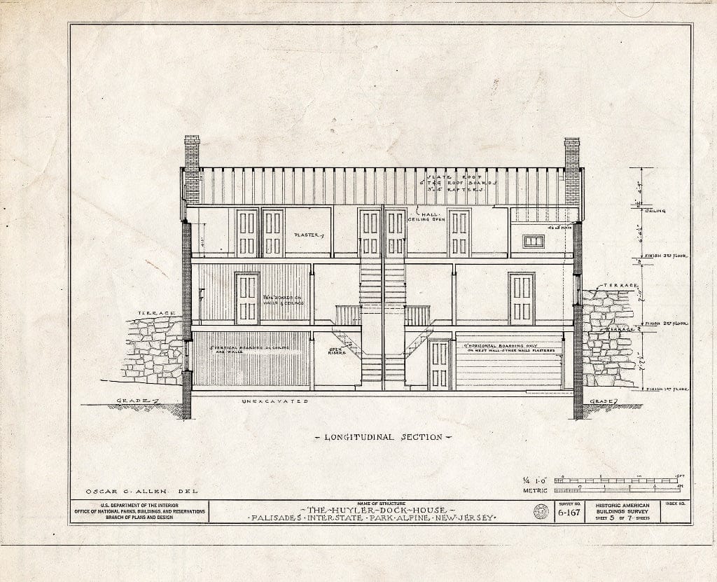 Historic Pictoric : Blueprint HABS NJ,2-ALP,2- (Sheet 5 of 7) - Huyler Dock House, Palisades Interstate Park, Alpine, Bergen County, NJ