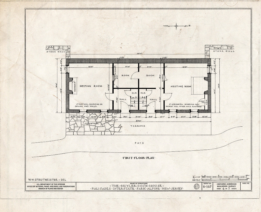 Historic Pictoric : Blueprint HABS NJ,2-ALP,2- (Sheet 6 of 7) - Huyler Dock House, Palisades Interstate Park, Alpine, Bergen County, NJ