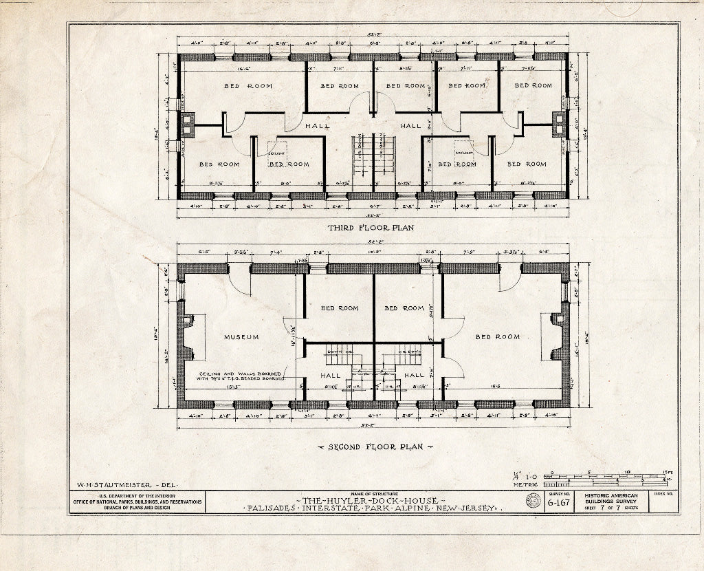 Historic Pictoric : Blueprint HABS NJ,2-ALP,2- (Sheet 7 of 7) - Huyler Dock House, Palisades Interstate Park, Alpine, Bergen County, NJ