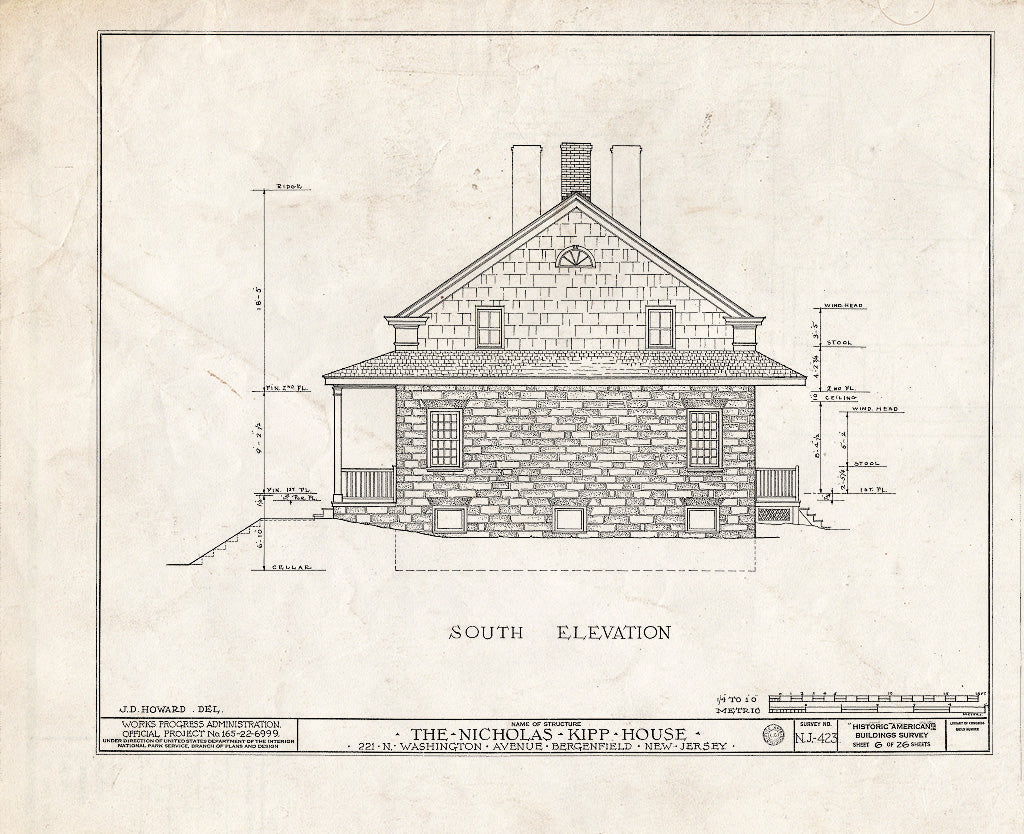 Historic Pictoric : Blueprint HABS NJ,2-Berg,1- (Sheet 6 of 26) - Nicholas Kipp House, 221 North Washington Avenue, Bergenfield, Bergen County, NJ