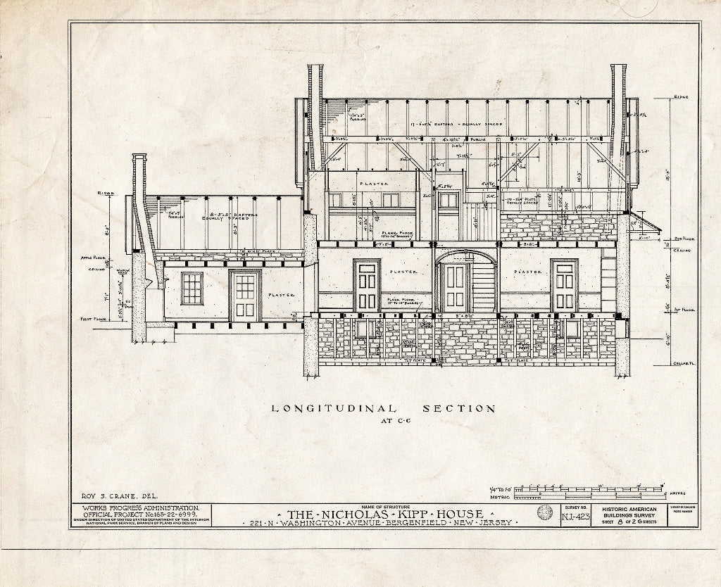 Historic Pictoric : Blueprint HABS NJ,2-Berg,1- (Sheet 8 of 26) - Nicholas Kipp House, 221 North Washington Avenue, Bergenfield, Bergen County, NJ