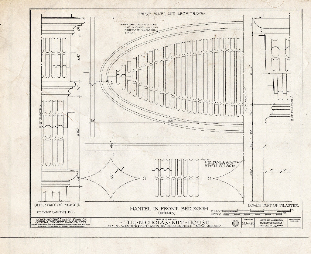Historic Pictoric : Blueprint HABS NJ,2-Berg,1- (Sheet 21 of 26) - Nicholas Kipp House, 221 North Washington Avenue, Bergenfield, Bergen County, NJ