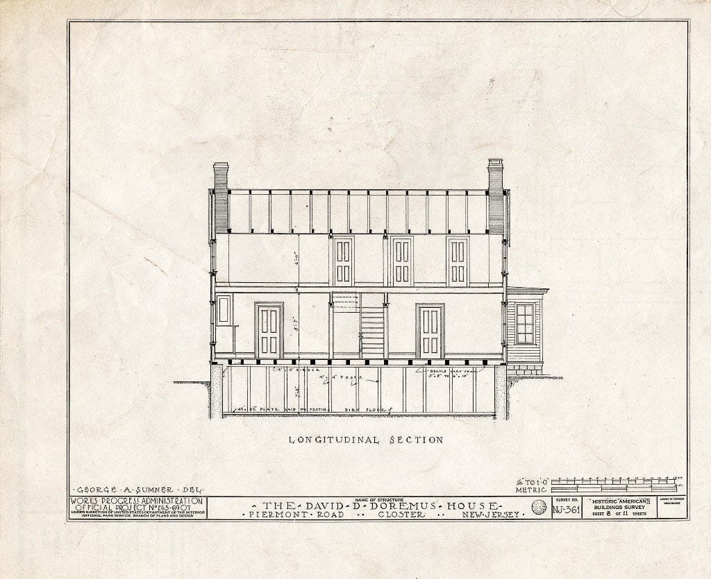 Historic Pictoric : Blueprint HABS NJ,2-Clost,1- (Sheet 8 of 11) - David D. Doremus House, Piermont Road, Closter, Bergen County, NJ